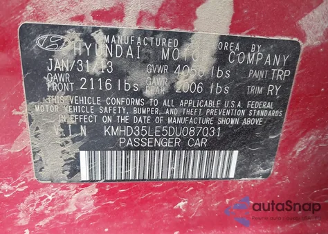 2013 Hyundai Elantra Gt from USA, damaged, VIN KMHD35LE5DU087031